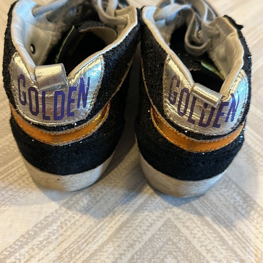 Golden Goose Mid Star Black Glitter and Silver Star Sneakers - Size 37 - Picture 6 of 12